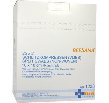 Schlitzkompressen 10x10 cm, steril, 4fach, 25x2 Stück 