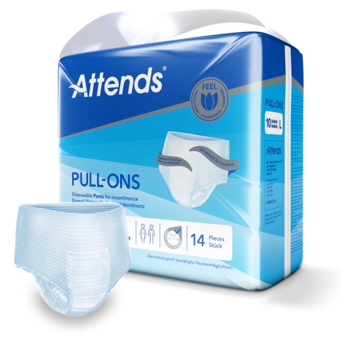 Artikelbild des Artikels “Attends Pull-Ons 10 Windelpants, Größe L, 14 Stück Größe L für Hüftumfang 100-140 cm“