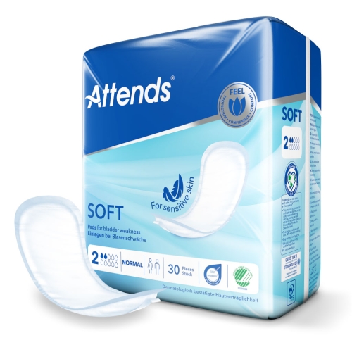 Artikelbild des Artikels “Inkontinenzeinlagen Attends Soft 2 Normal, Großpackung 4x30 Stück “