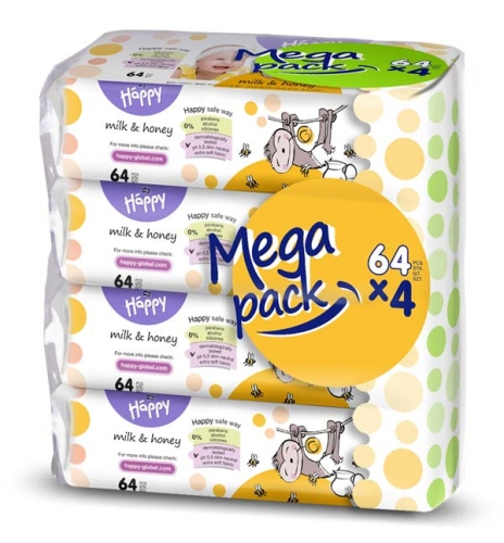Artikelbild des Artikels “Bella Happy Baby Feuchttücher Milch und Honig, 4x64 Stück “