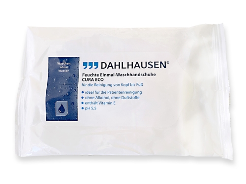 Artikelbild des Artikels “Einmal-Waschhandschuhe CURA ECO, feucht, 8 Stück “