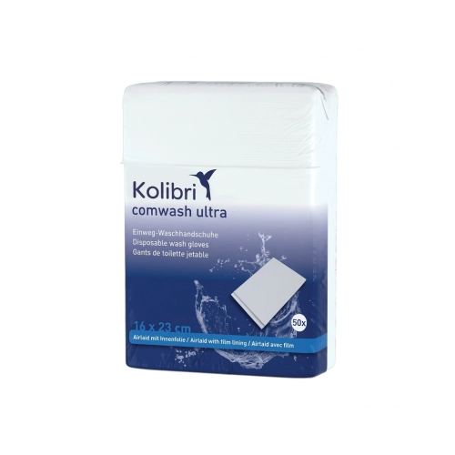 Artikelbild des Artikels “Kolibri comwash ultra Einweg-Waschhandschuhe mit Innenfolie, 50 Stück “