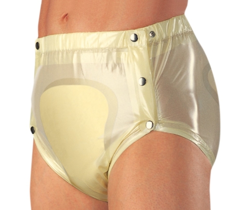 Artikelbild des Artikels “PVC-Slip suprima 1249, knöpfbar, farbige Folien 002 gelb (0,12 mm) | L (Hüftumfang 105 bis 112 cm)“