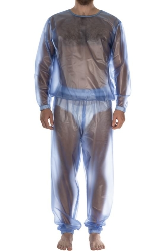 Artikelbild des Artikels “Zweiteiliger PVC-Schlafanzug suprima 9612, Pyjama 011 blau transparent (0,12 mm) | L (Hüftumfang 105 bis 112 cm)“