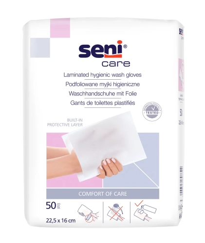 Artikelbild des Artikels “SENI CARE Einweg Waschhandschuhe, foliert, 50 Stück “