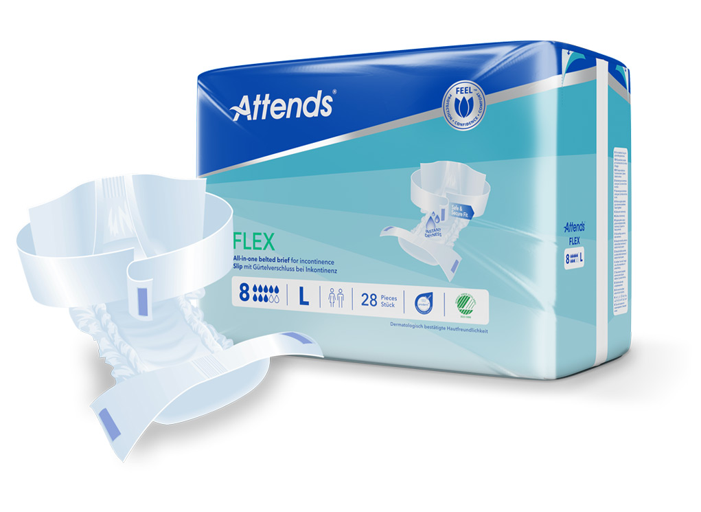 Artikelbild 1 des Artikels “Attends Flex 8 L Inkontinenzslips mit Hüftgürtel, 4x28 Stück “