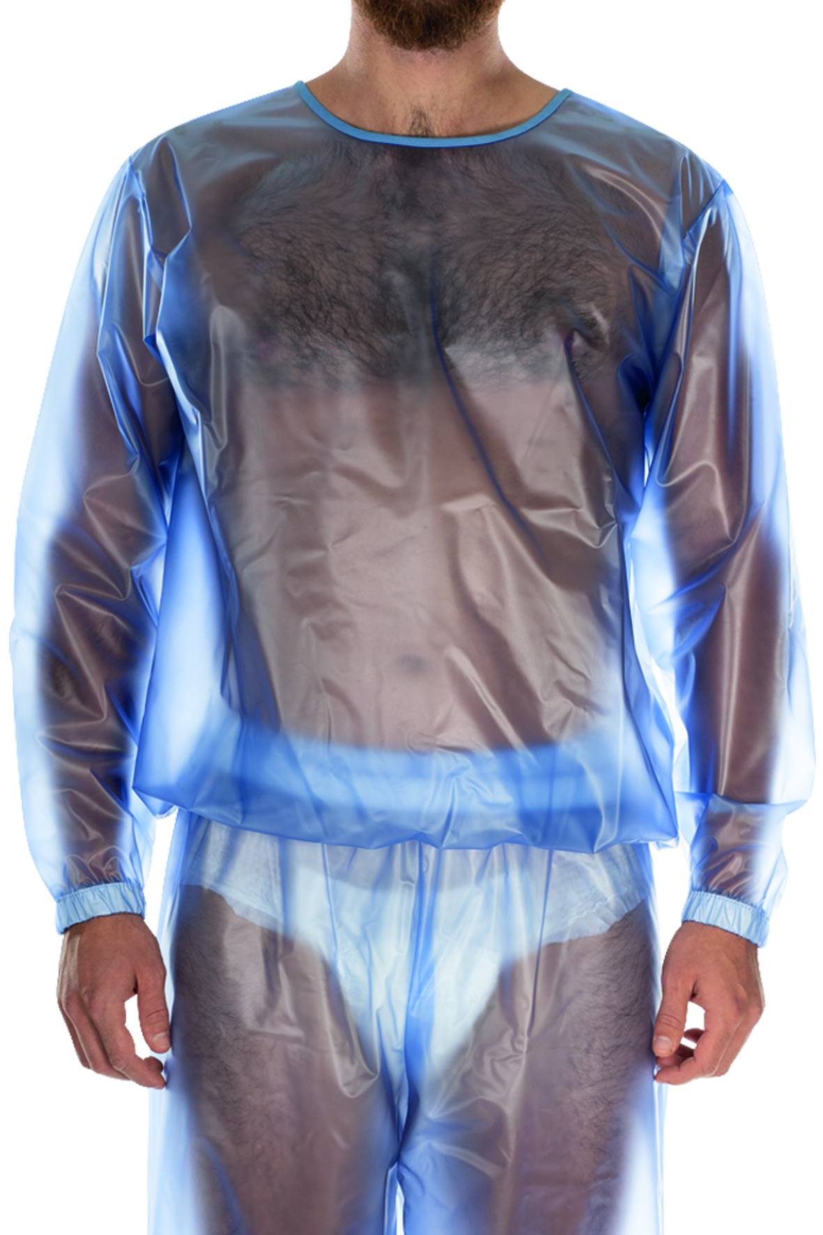 Artikelbild 1 des Artikels “PVC-Schlafanzug-Oberteil suprima 9611 011 blau transparent (0,12 mm) | L (Hüftumfang 105 bis 112 cm)“