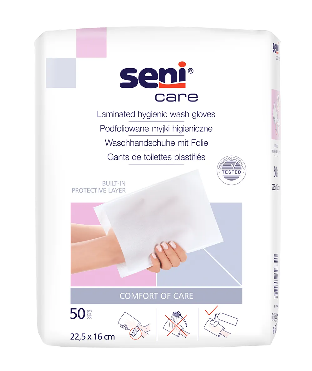 Artikelbild 1 des Artikels “SENI CARE Einweg Waschhandschuhe, foliert, 50 Stück “