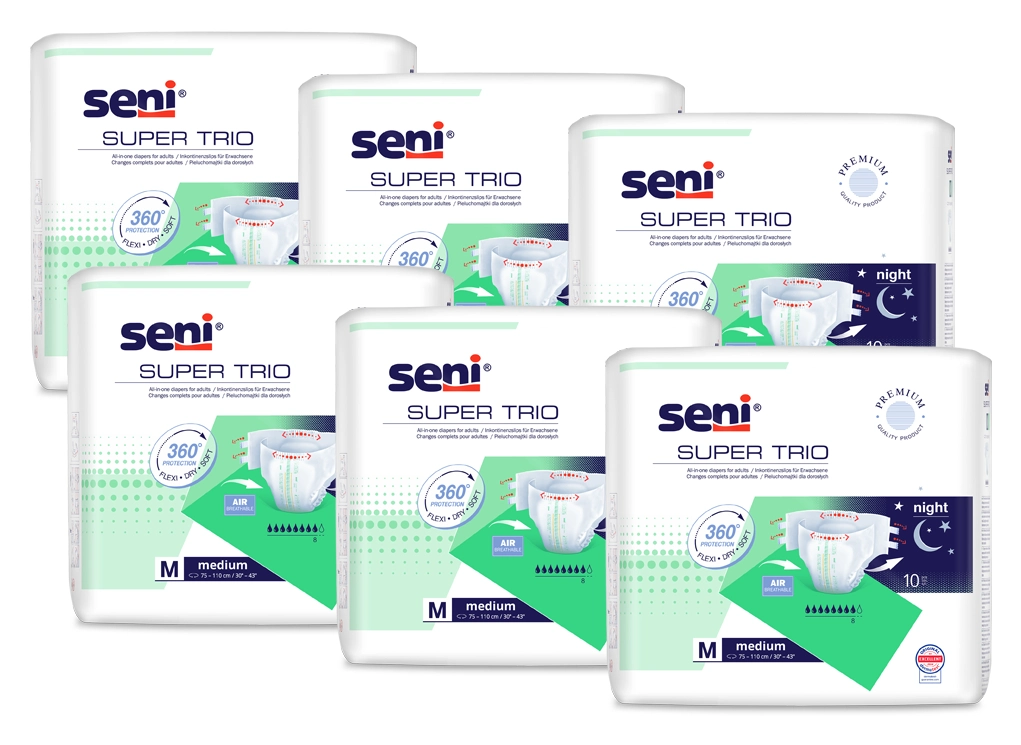 Artikelbild 1 des Artikels “Seni Super Trio M, Windelhosen für die Nacht, 6x10 Stück “