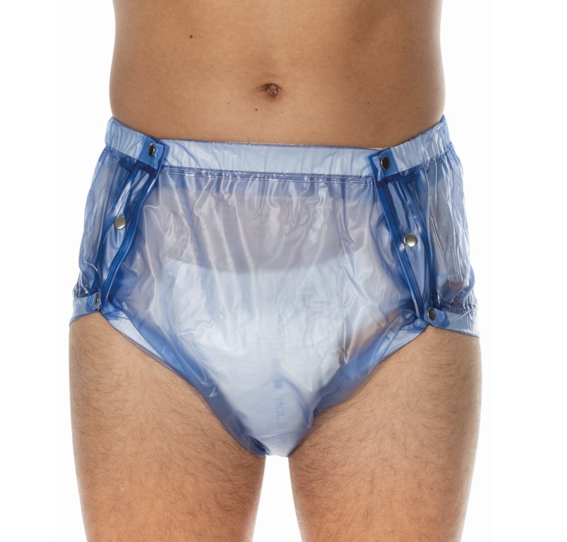 PVC-Slip seitlich knöpfbar, Taille verstellbar, suprima 9649 011 blau  transparent (0,12 mm)
