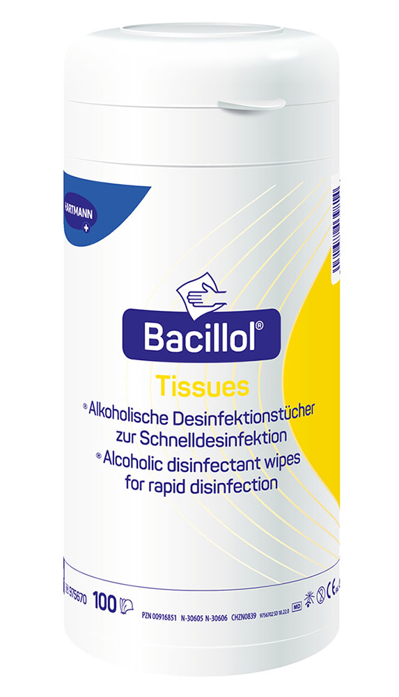 Artikelbild 2 des Artikels “Desinfektionstücher Bacillol Tissues, Spenderbox 100 Tücher “